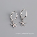 New Design Isand Style S925 Sterling Silver Lovely Starfish Hoop Earrings